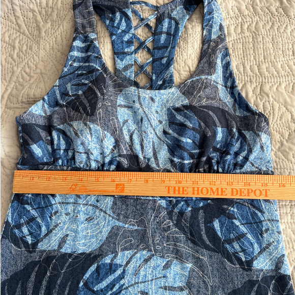 ZeroXposur Quick Dry Athletic Dress Medium Blue Palm Tropical Print Racerback - Picture 10 of 10